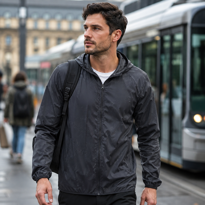 Leichte unisex Sportjacke, winddicht & packbar, ideal für Training & Outdoor-Aktivitäten.