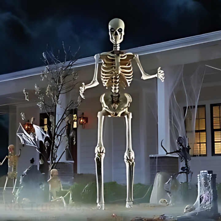 Gruseliges 40cm weißes Halloween Skelett, animiert und beweglich, eine tolle Requisite für jede Party.