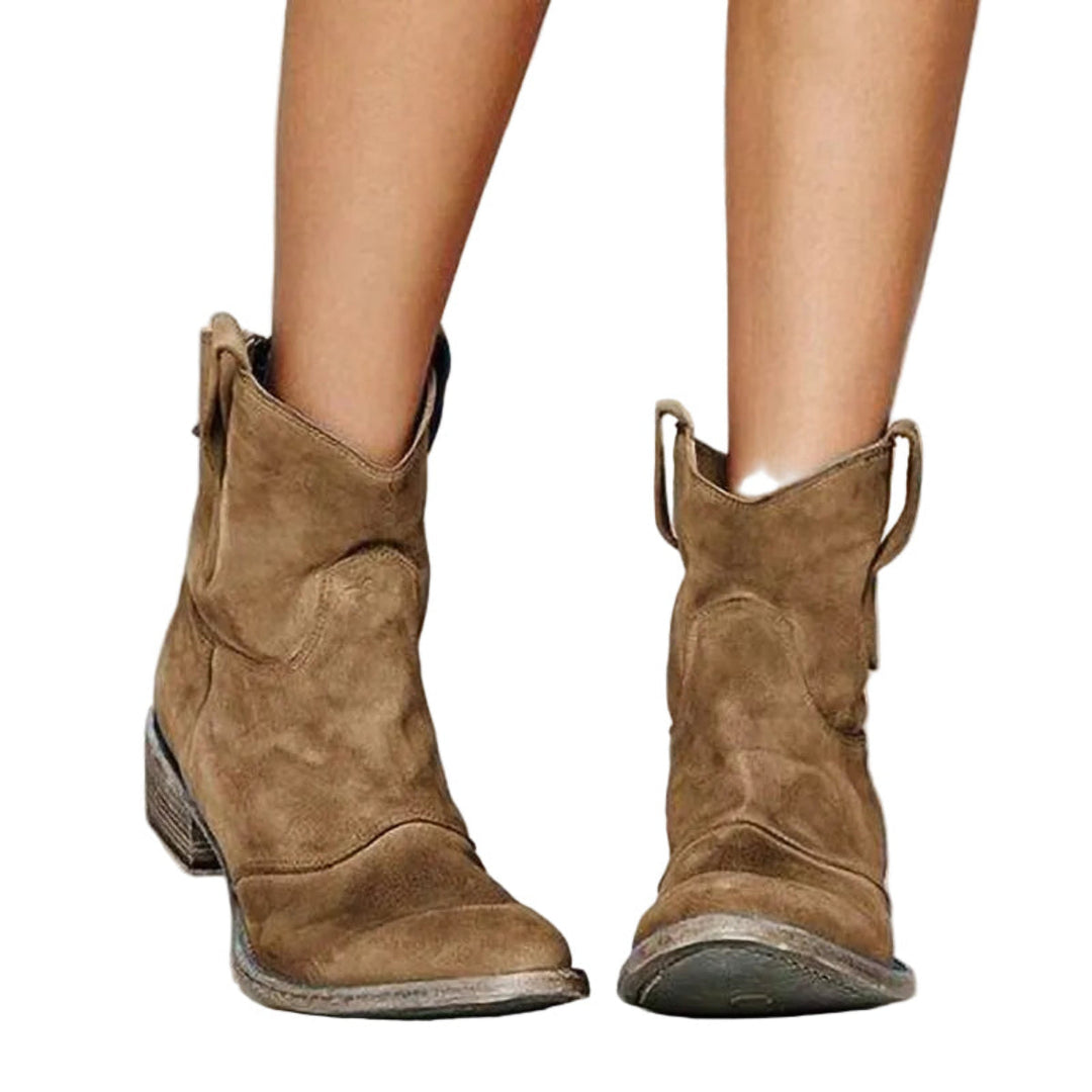 Modische Damen Western Stiefeletten mit bequemem Blockabsatz für Alltag & Freizeit.