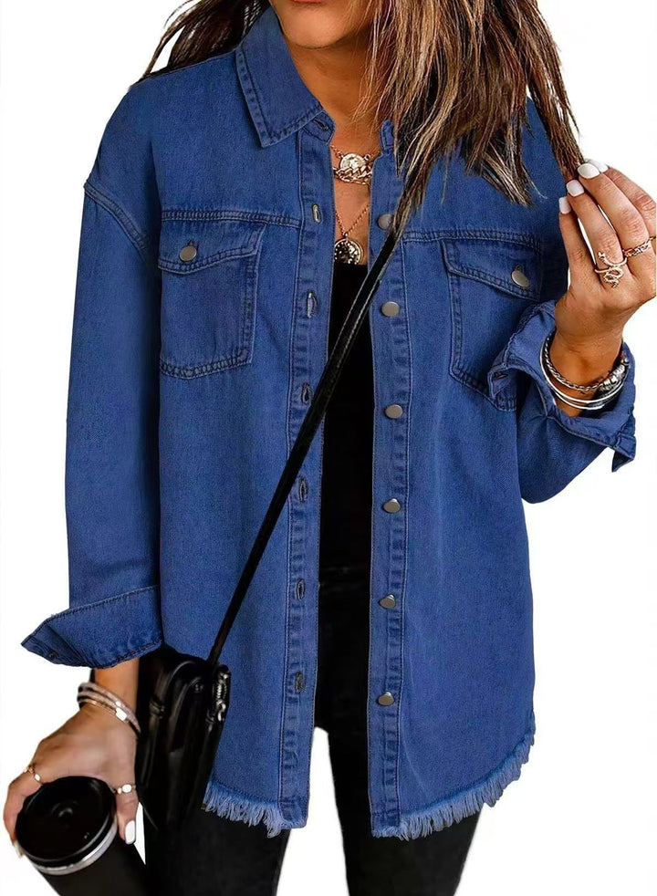 Ganzjahres Damen Jeansjacke Jolien mit langen Ärmeln, modisch und vielseitig, eine komfortable Damenjacke.