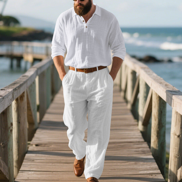 Bequeme Herren Freizeithose aus dem Zweiteiler Set. Elastischer Bund & lockere Passform für optimalen Komfort.
