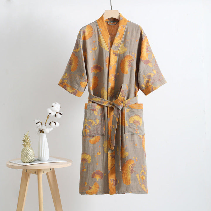 Eleganter Damen Kimono-Morgenmantel im japanischen Stil, Wickelmantel für stilvolle Freizeitkleidung.