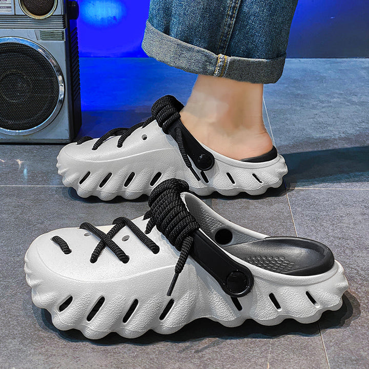 Trendige Herren Clogs, Slip-on mit Schnürung, leicht und atmungsaktiv für Freizeit.