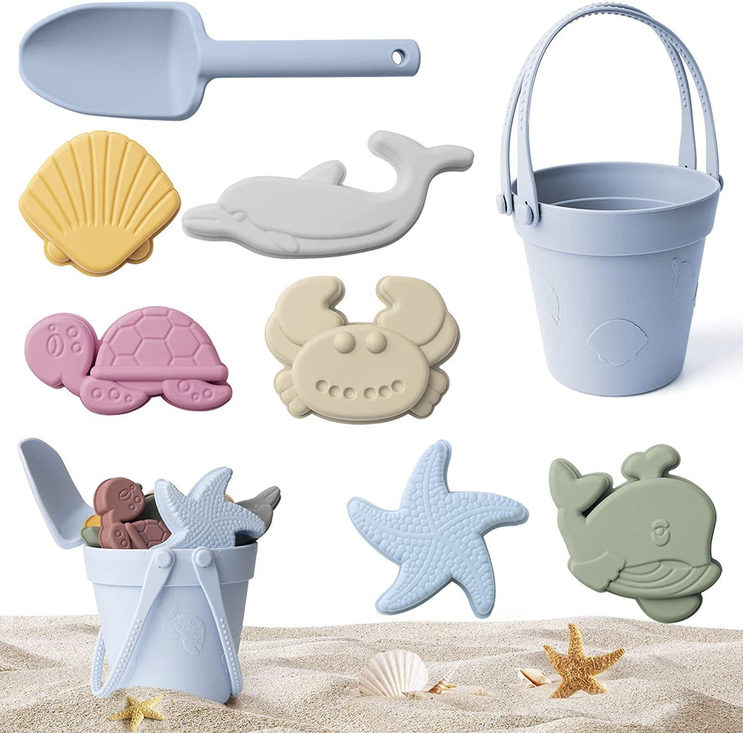 Umfassendes Kinder Sandspielzeug-Set: Silikon-Gießkanne, Schaufel, Eimer & Förmchen für Sommertage.