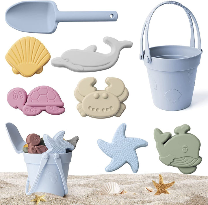 Umfassendes Kinder Sandspielzeug-Set: Silikon-Gießkanne, Schaufel, Eimer & Förmchen für Sommertage.