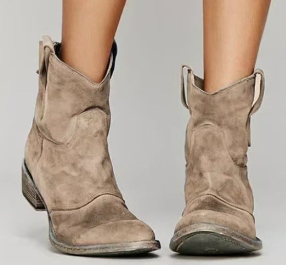 Damen Stiefeletten im Western-Stil mit bequemem Blockabsatz & rutschfester Sohle, ideal für Alltag & Freizeit.