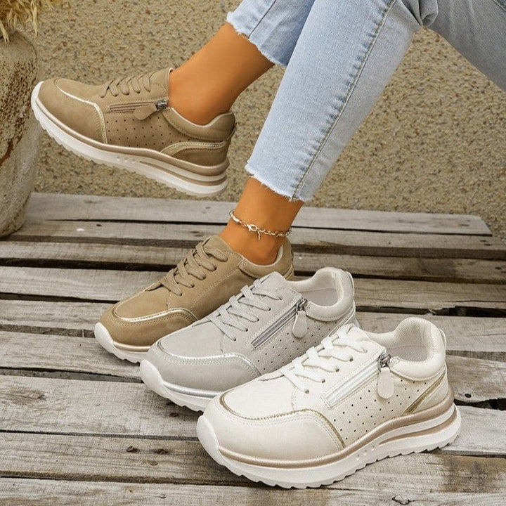 Bequeme Damen-Sneakers mit Fußgewölbestütze & Reißverschluss. Komfortable Freizeitschuhe für den Alltag.