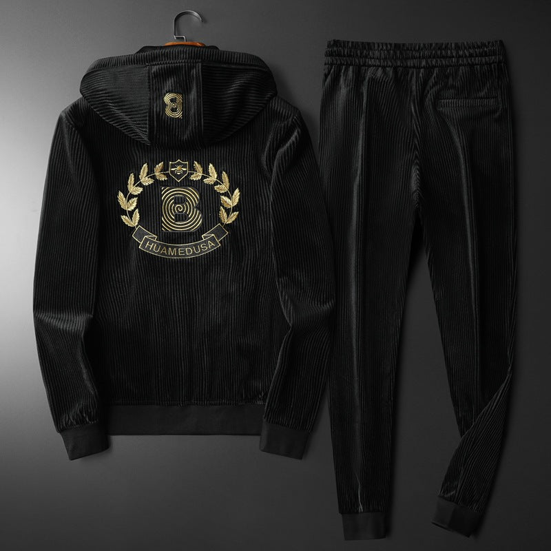 Lässiges Herren Hoodie & Jogger Set, zweiteilig, für Freizeit und bequemen Alltagslook, sehr komfortabel.