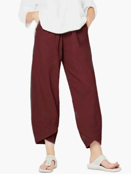 Vielseitige Damen Freizeithose weites Bein, locker & bequem. Perfekt für Alltag, Reisen und entspannte Looks.