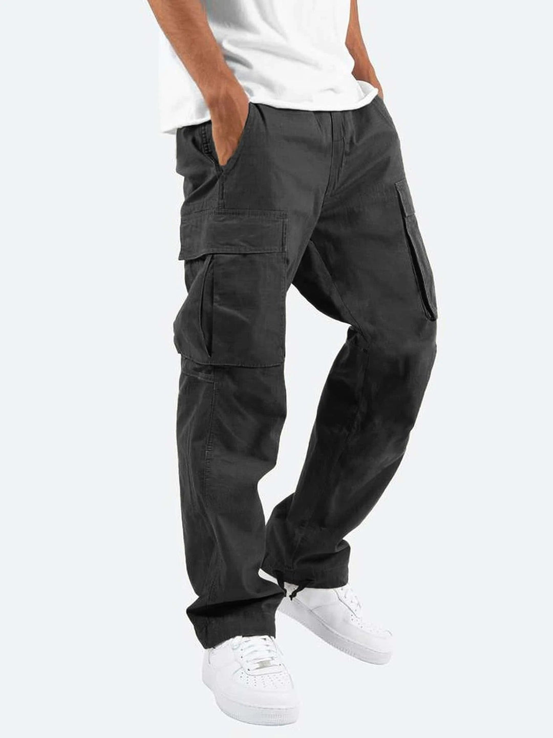 Bequeme Herren Stretch Cargo Hose im Slim Fit, ideal für Bewegungsfreiheit, mit elastischem Bund für Komfort.