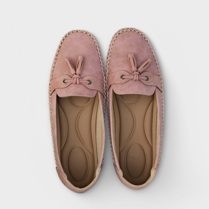 Blaue orthopädische Slip-on Loafer, Damenschuhe für stilvollen und gesunden Gang.