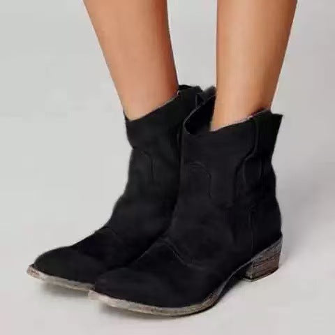 Komfort-Stiefeletten für Damen im Western-Look mit rutschfester Sohle und Blockabsatz für sicheren Halt.