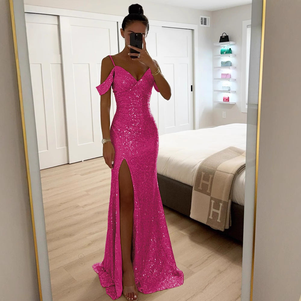 Elegantes Damen Festkleid Cocolli mit langem Beinschlitz, figurbetont und stilvoll für Gala- und Partyabende.