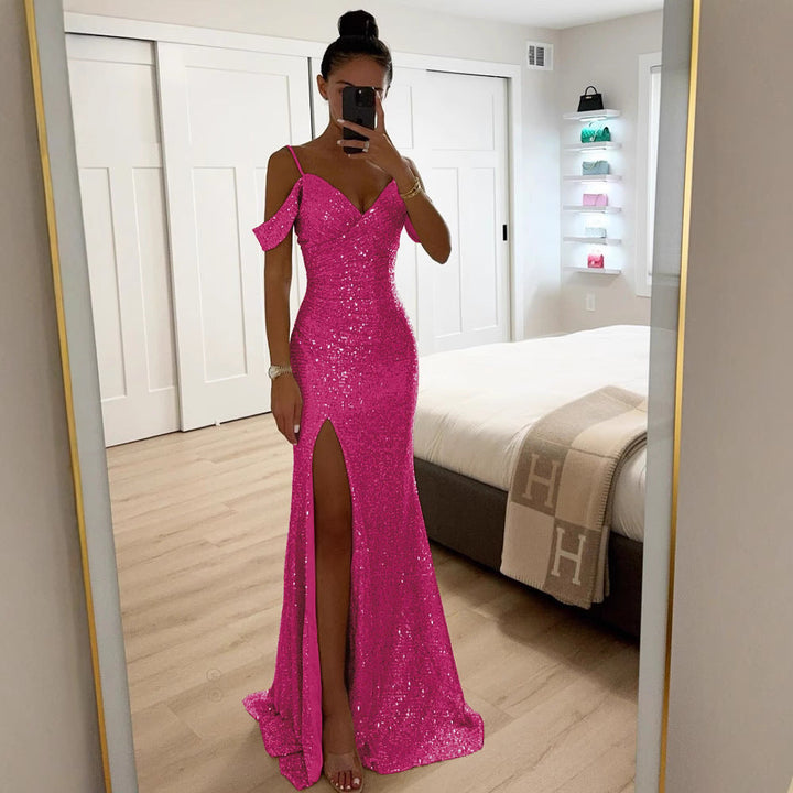 Elegantes Damen Festkleid Cocolli mit langem Beinschlitz, figurbetont und stilvoll für Gala- und Partyabende.