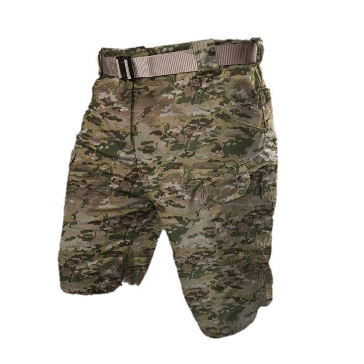 Nahaufnahme des atmungsaktiven Stoffes der Herren Cargo Shorts, strapazierfähig & angenehm für heiße Tage.