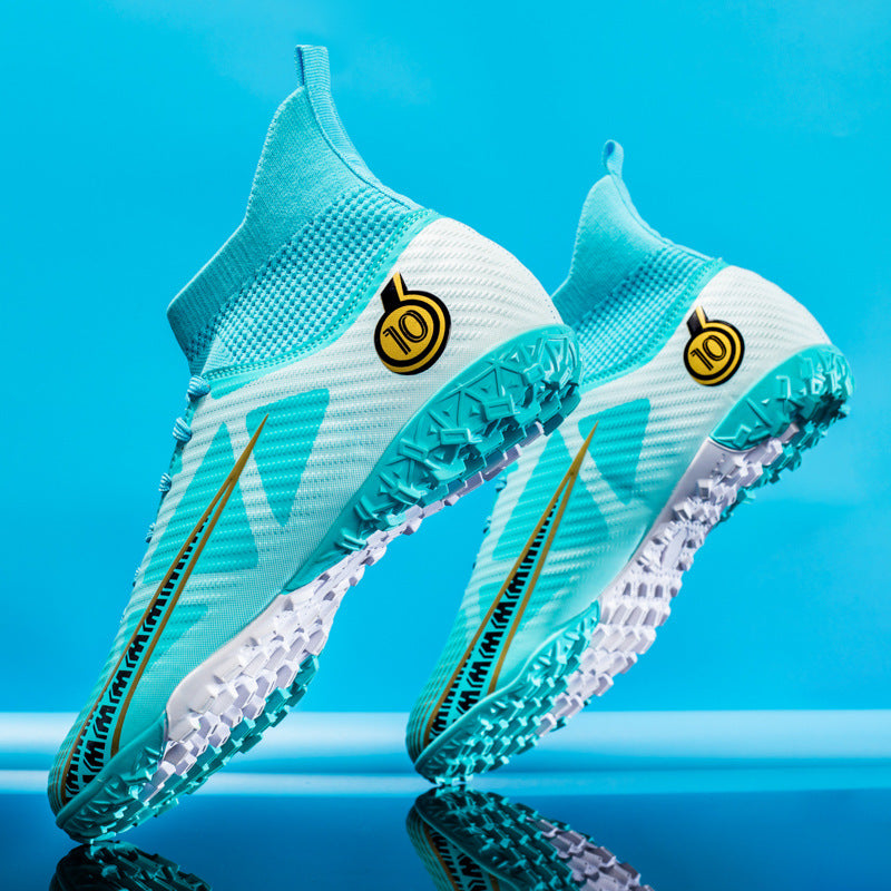 Ganzjährige Fußballschuhe in Schwarz/Platin mit Knöchelschutz für Herren. Sicherer Halt & Komfort beim Sport.