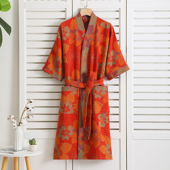 Offener Damen Kimono-Morgenmantel, lässiger Bademantel für entspannte Stunden, japanischer Stil.