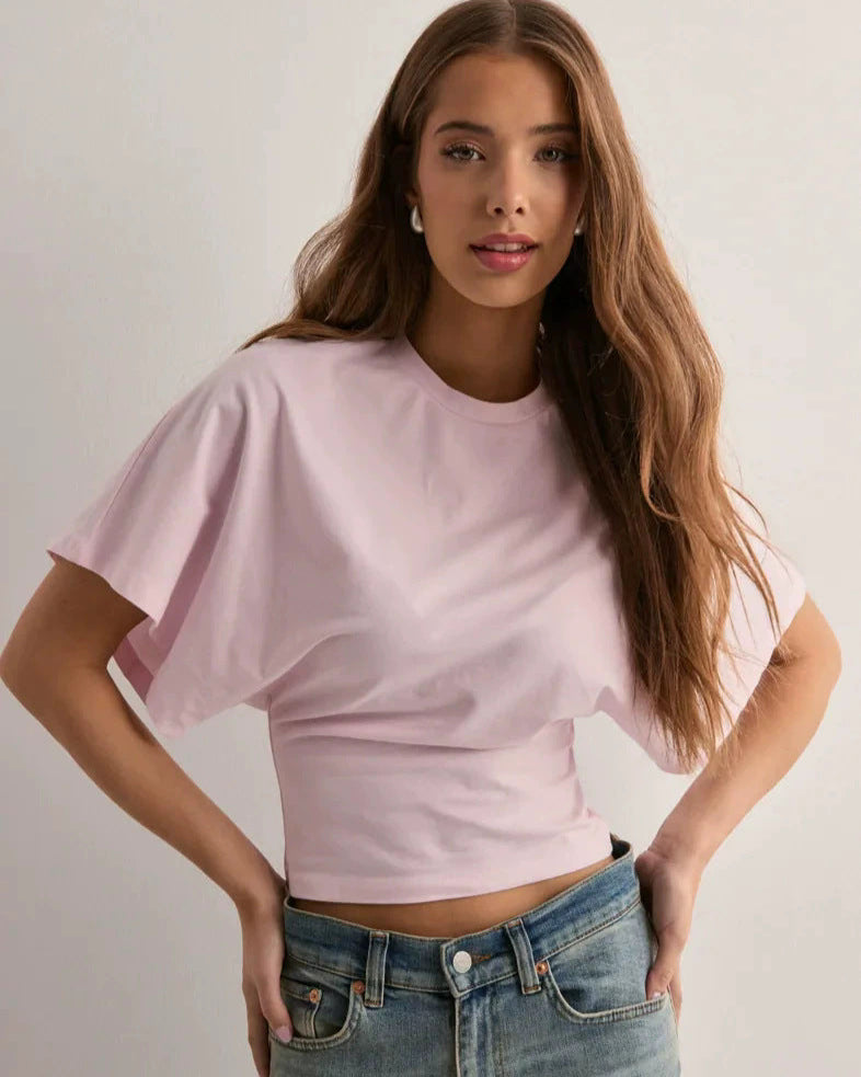 Herbstliches Damen Rundhals Pullover Langarmshirt mit lockerem Schnitt, perfekte Damenbekleidung.