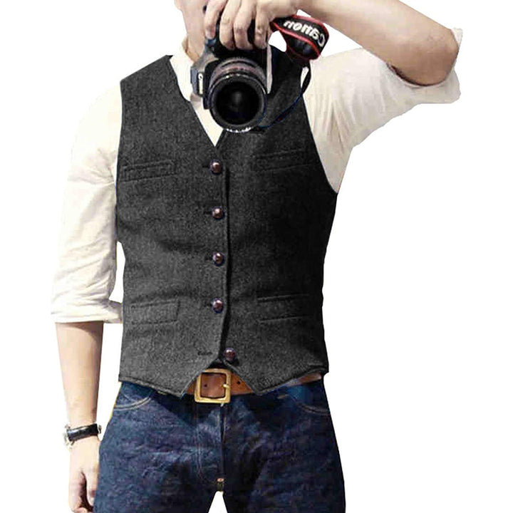 Klassische Herrenmode Weste mit Vintage-Charme, perfekt für einen eleganten Look in Business und Freizeit.