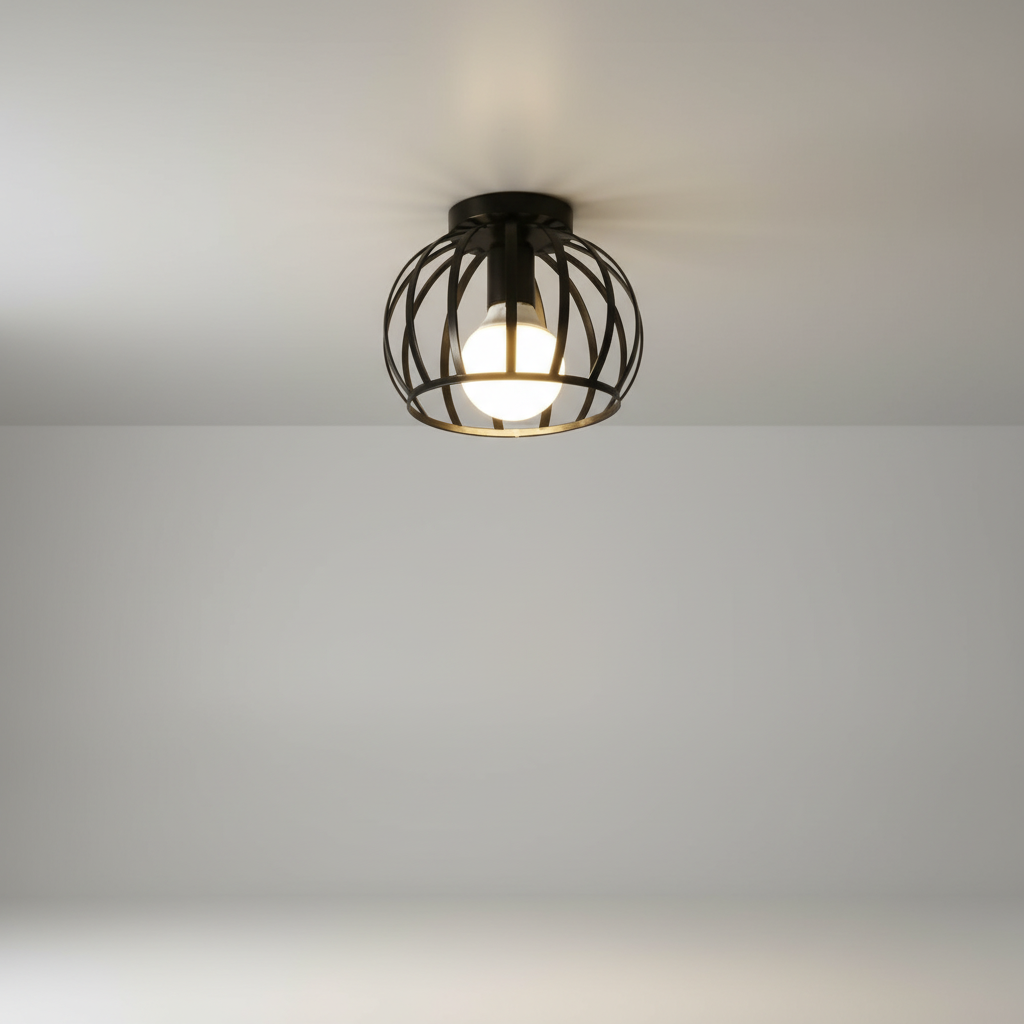 Stilvolle Metall-Pendelleuchte im modernen Korbschirm-Design, ideal als Deckenleuchte für Flur und Wohnzimmer.