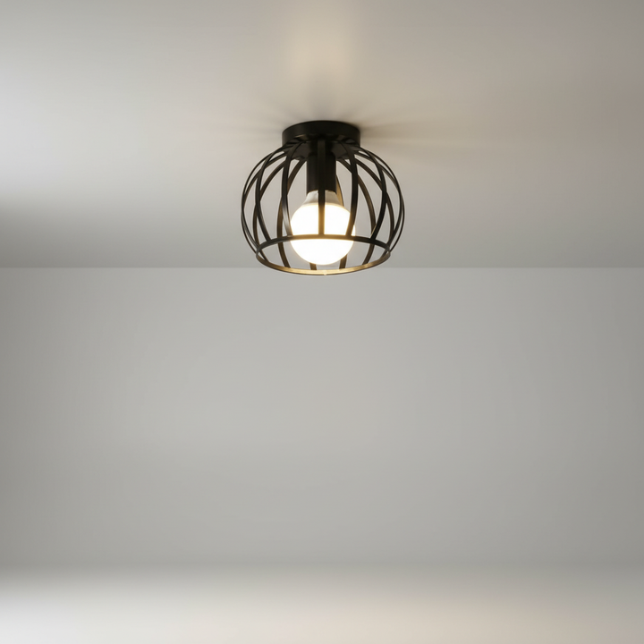 Stilvolle Metall-Pendelleuchte im modernen Korbschirm-Design, ideal als Deckenleuchte für Flur und Wohnzimmer.