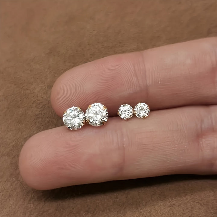 Schlichte, elegante Damen Ohrstecker aus Titanstahl mit Zirkonia, ein vielseitiges Schmuckstück.