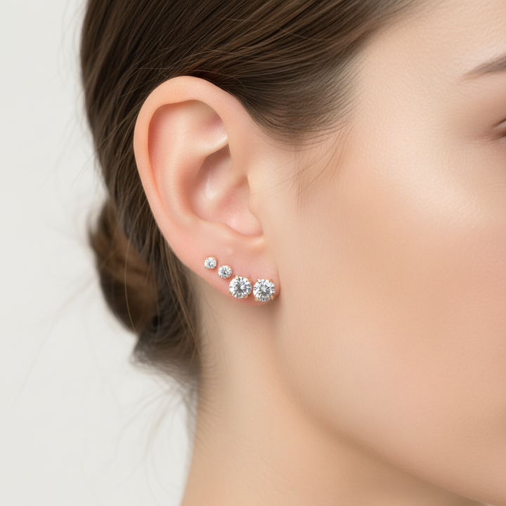 Vielseitige elegante Damen Ohrstecker aus Titanstahl mit Zirkonia, leicht zu kombinieren, perfektes Accessoire.