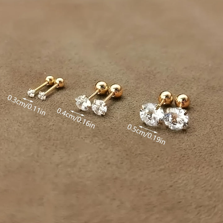 Edle Titanstahl Ohrstecker für Damen, verziert mit einem Zirkonia Stein, ein stilvolles Accessoire.