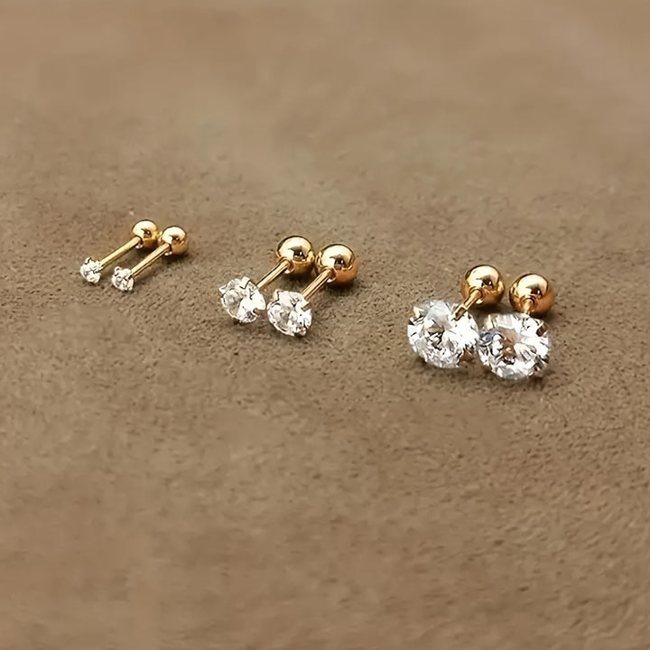 Damen Schmuck Geschenk: elegante Ohrstecker aus Titanstahl mit Zirkonia, zeitlos schön und modern.