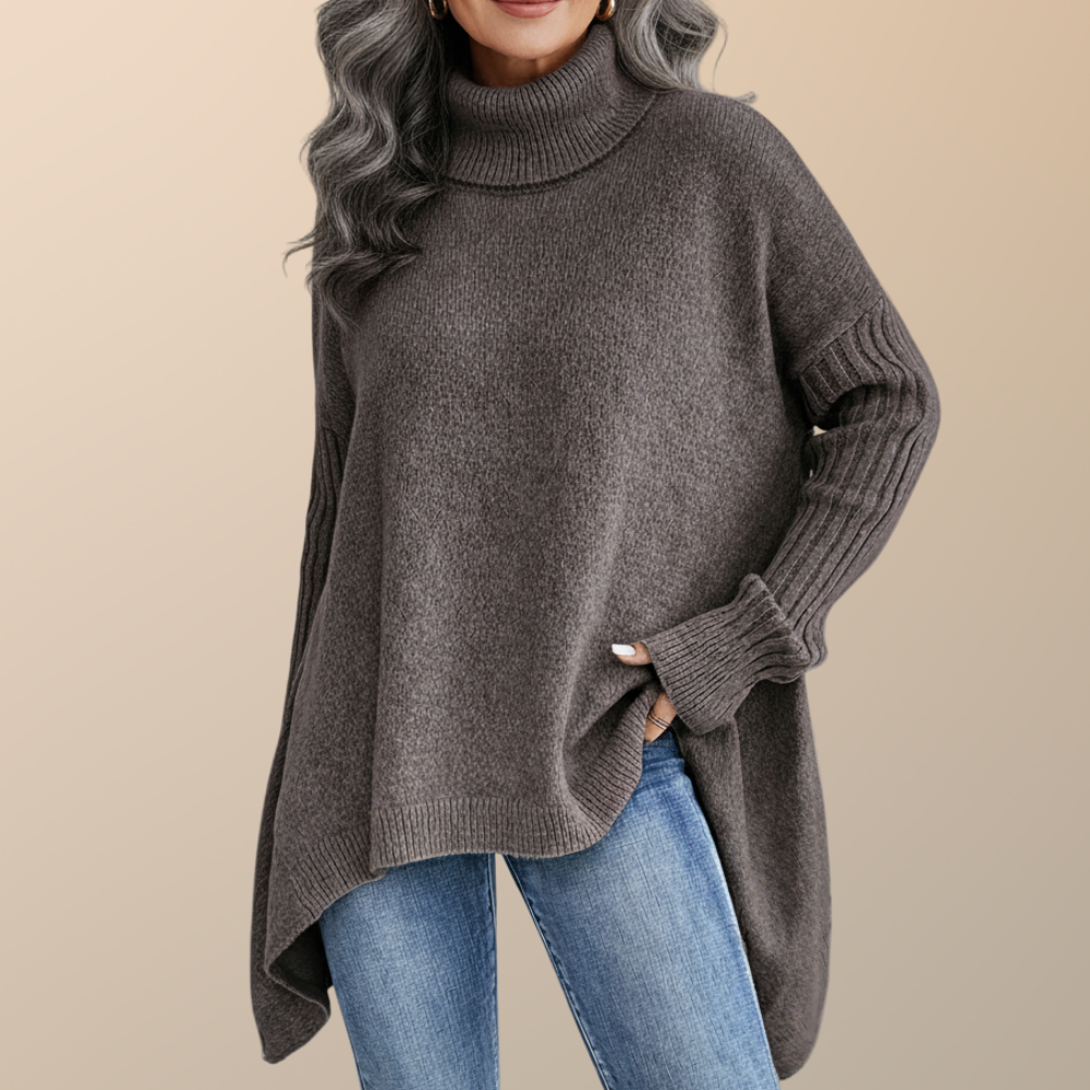 Vielseitiger Damen Strickpullover mit Rollkragen, lockerem Schnitt für gemütliche Herbsttage.