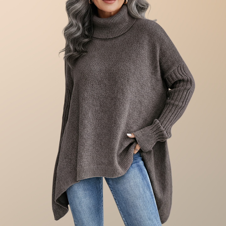 Vielseitiger Damen Strickpullover mit Rollkragen, lockerem Schnitt für gemütliche Herbsttage.