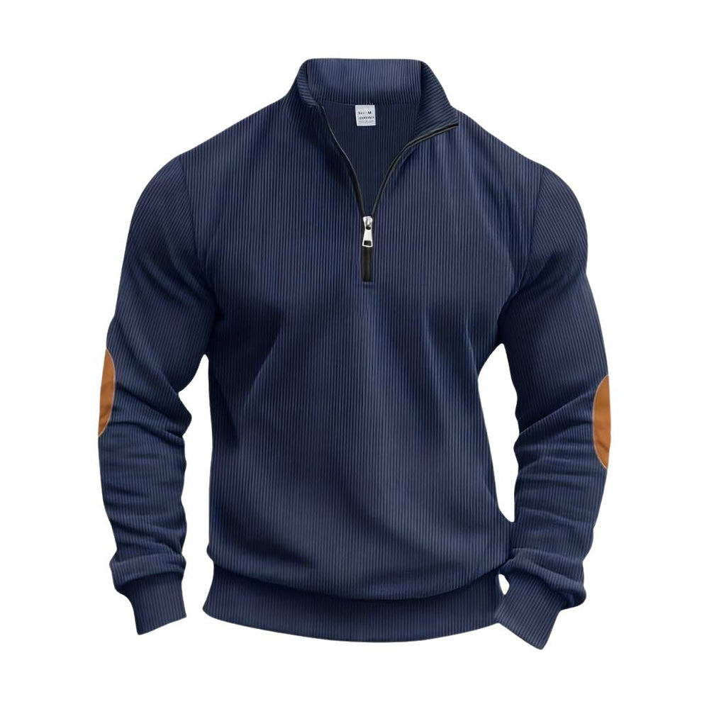 Detailansicht des bequemen Herren Sweaters: Gerippte Bündchen am Ärmel, ideal für einen modernen Freizeit-Look.