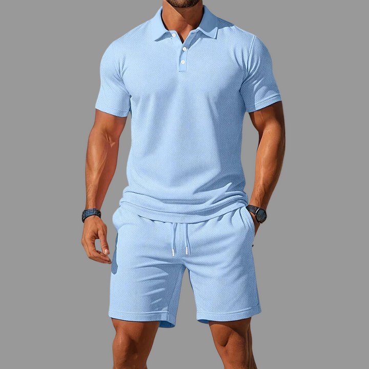 Herren elegantes Polo Set für Frühling/Sommer; bequem, atmungsaktiv & stilvoll für Freizeit-Looks.