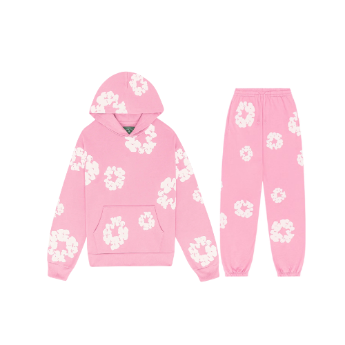 Bequemes Hoodie & Hose Set mit floralem Muster in Schwarz, Grau oder Dunkelblau, ideal für Freizeit.