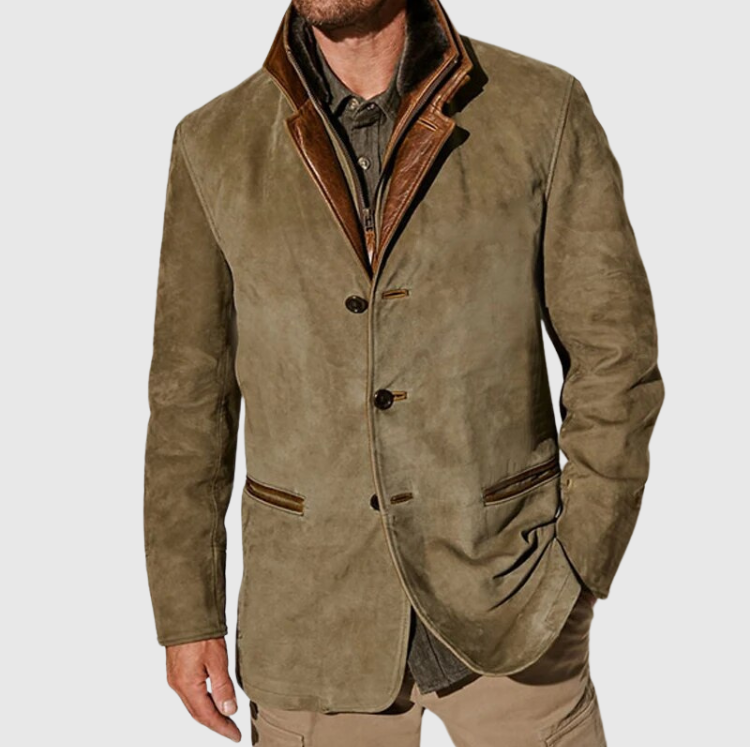 Dunkelbraune Herren Retrojacke. Zeitloser Vintage-Look, bequeme Übergangsjacke für Stilbewusste.