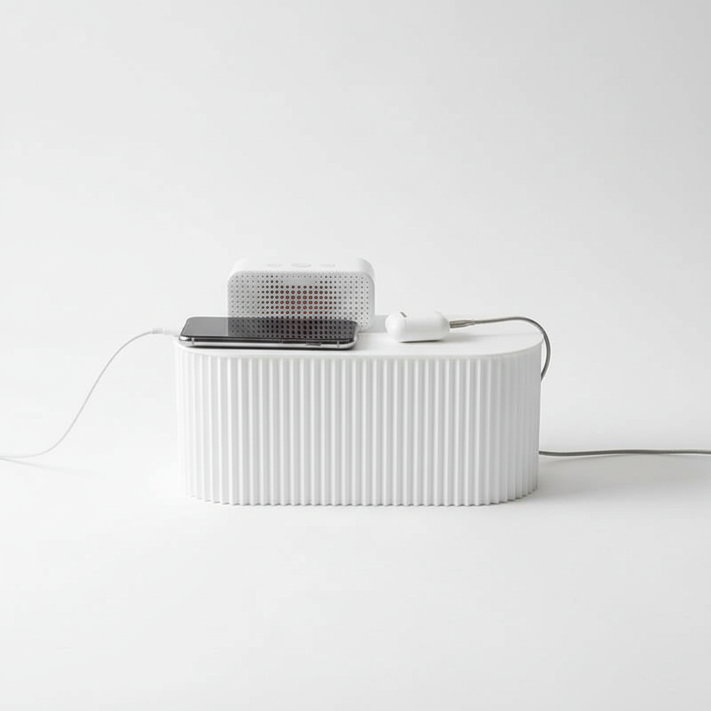 Elegante Kabelbox als Schreibtisch Organizer. Effektives Kabelmanagement für Büro und Zuhause. Verhindert Kabelsalat.