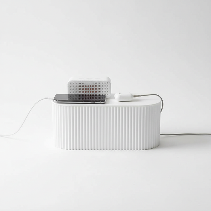 Elegante Kabelbox als Schreibtisch Organizer. Effektives Kabelmanagement für Büro und Zuhause. Verhindert Kabelsalat.