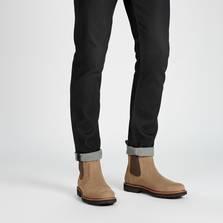 Elegante Herren Chelsea Boots, orthopädisch mit Fußgewölbestütze, perfekt für Business und Freizeit.