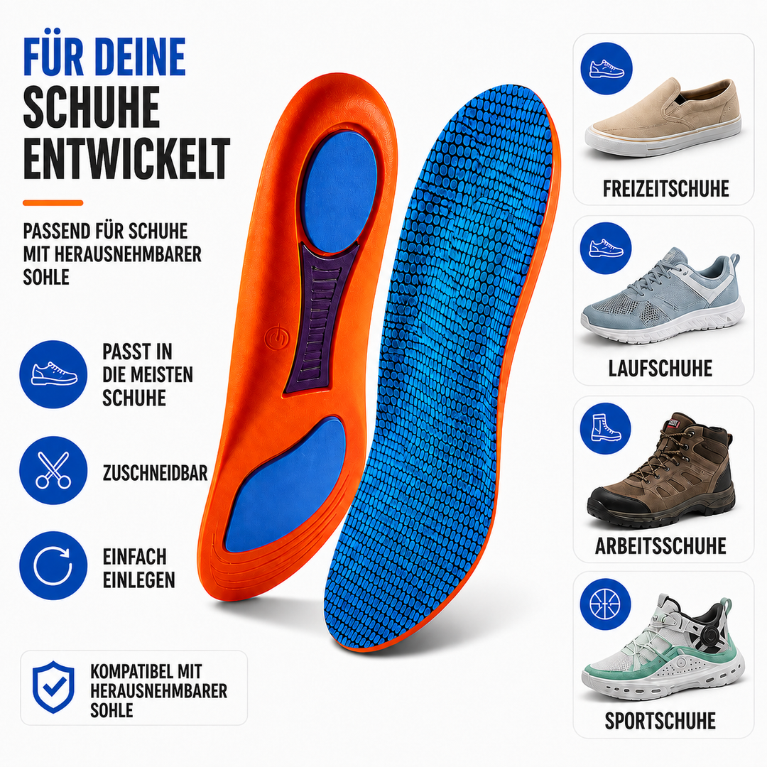 Hochwertige orthopädische Einlagen; effektive Fußschmerzlinderung & Stütze für Damen/Herren.