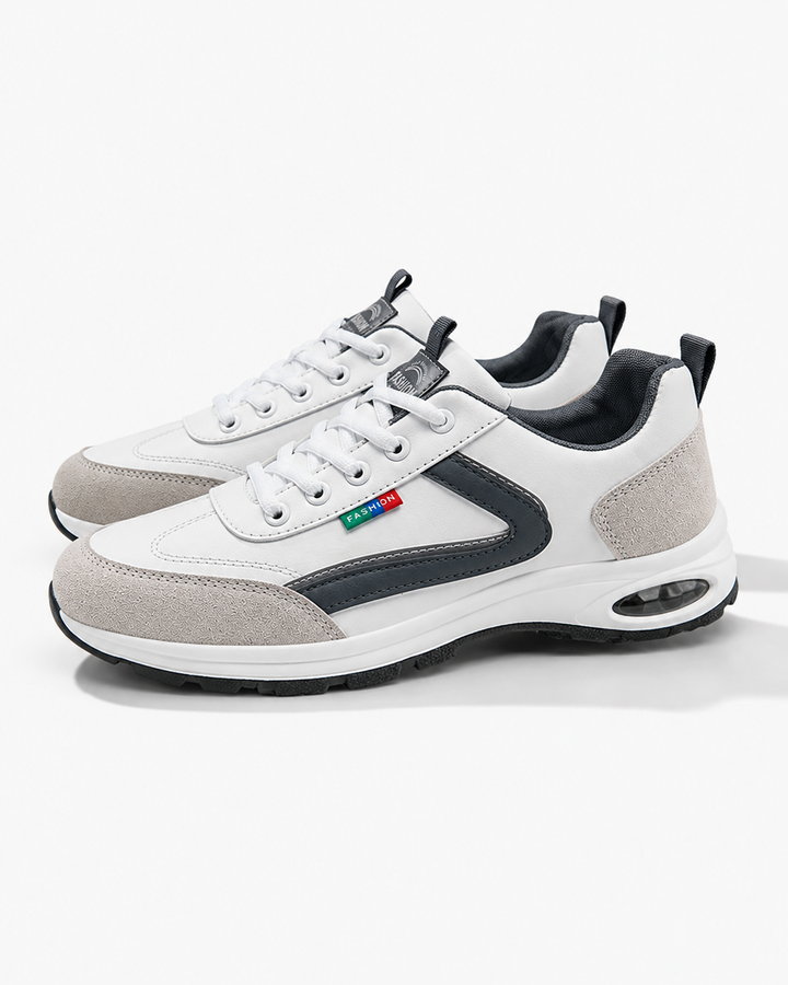 Zwei Paar Herren Komfortschuhe, schwarz & weiß; bequeme Alltagsschuhe für gesunde Füße und aktive Tage.