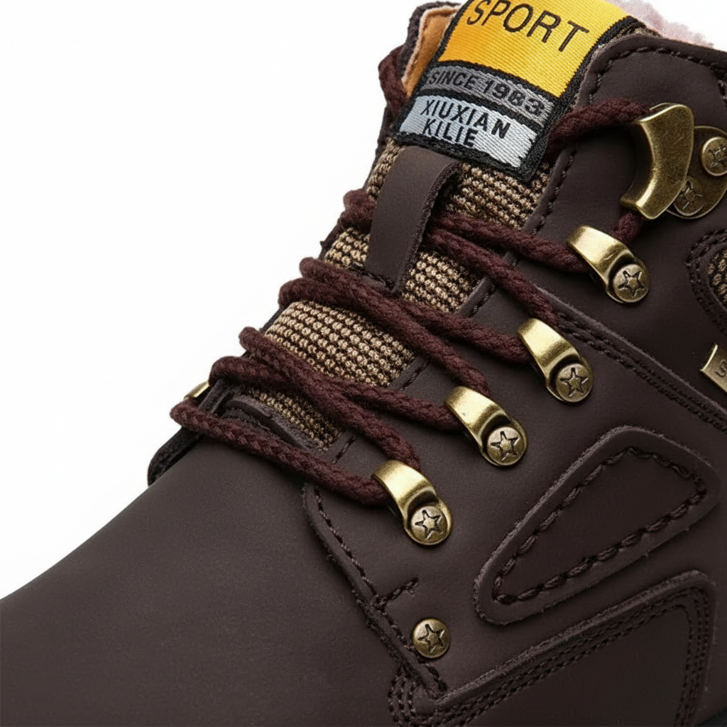 Seitliche Ansicht der warmen, orthopädischen Winterschuhe für Damen & Herren mit profilierter Outdoor-Sohle.
