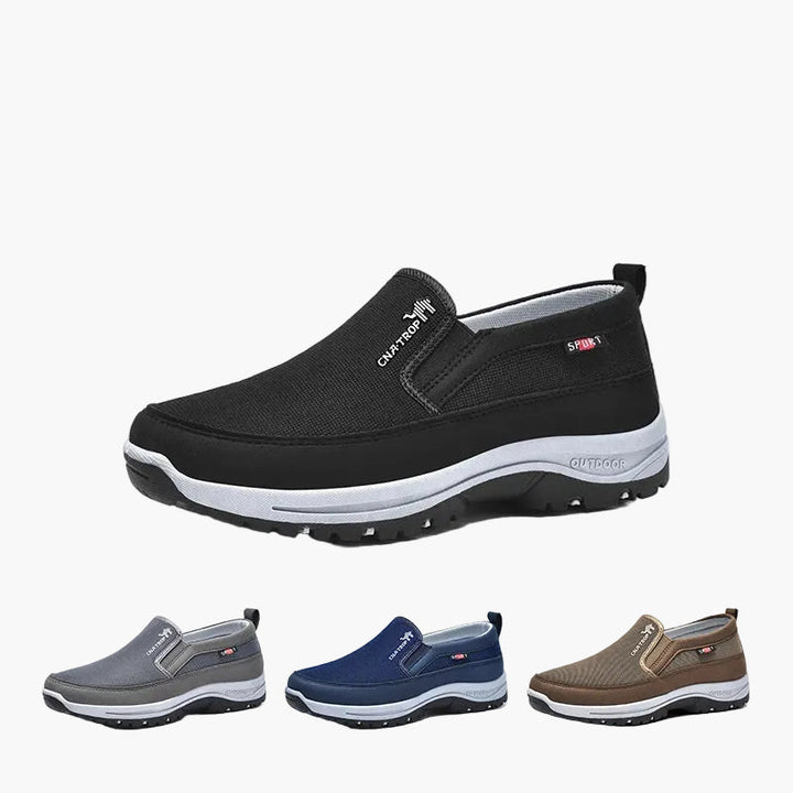 Bequeme Herren Ortho Komfort Slip-On-Schuhe in Schwarz für Alltag und Spaziergang, ideal für Fußgesundheit.
