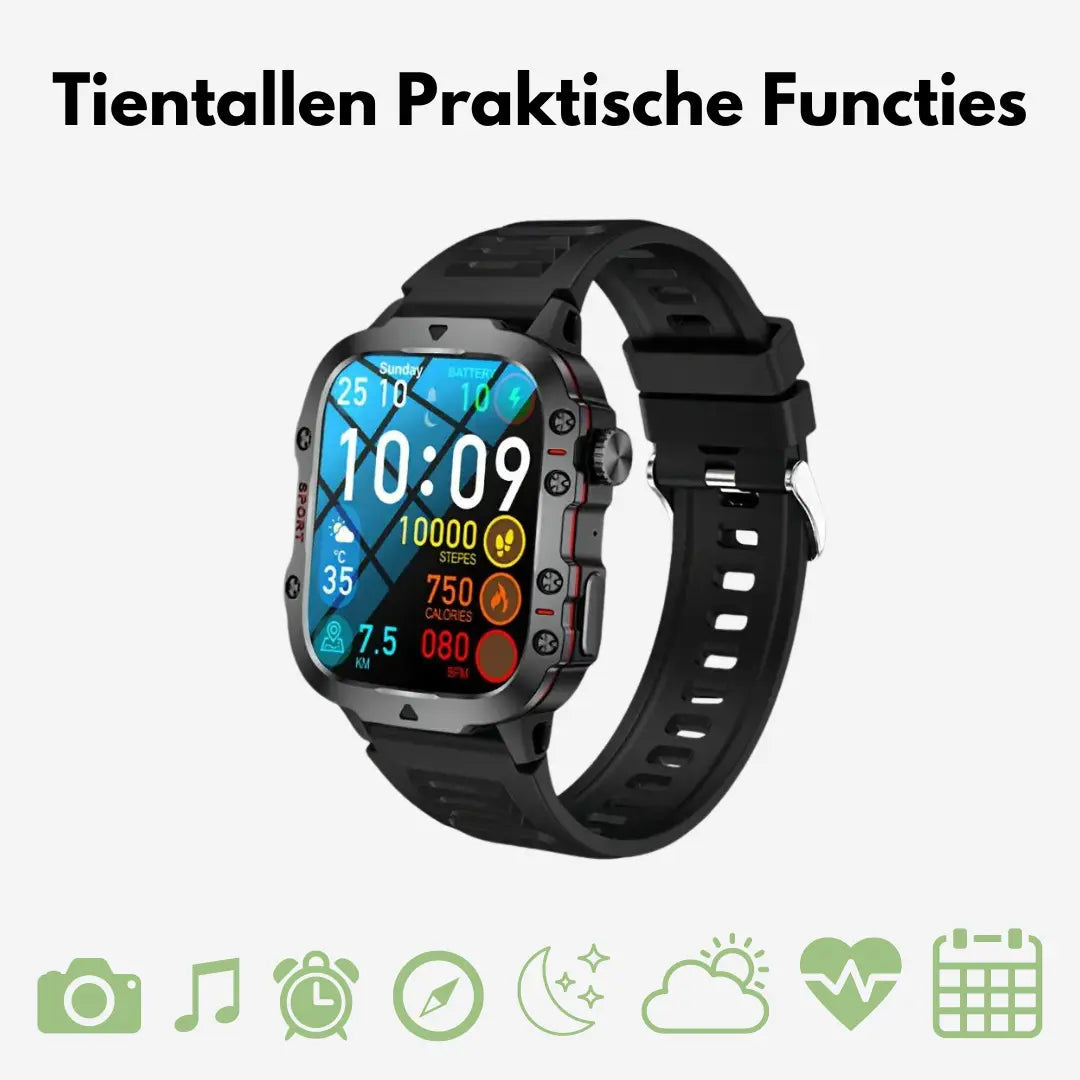 Herren Sportuhr: Wasserdichter Aktivitätstracker mit Gesundheitsmonitor, Bluetooth-Smartwatch mit Silikonarmband.