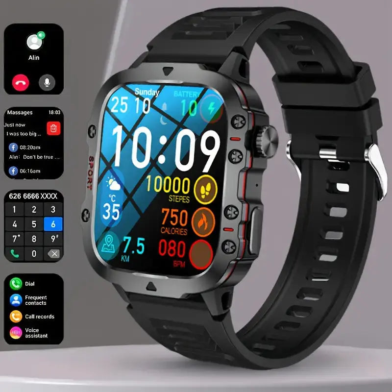 Wasserdichte Abenteueruhr: Herren Outdoor-Smartwatch am Handgelenk, bereit für Sport und Erkundungen.