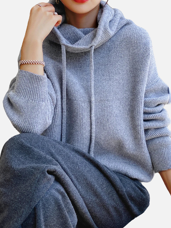Weicher Damen Oversize Strickhoodie, warmer Kapuzenpullover für Damen, perfekt für den Freizeitlook.