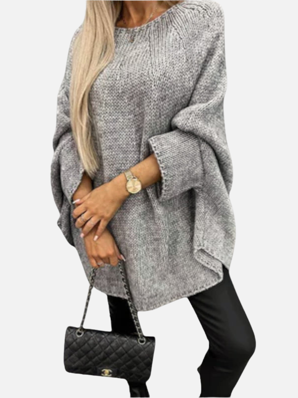 Vielseitiger Damen Strickponcho im Oversize-Stil. Bequemer Poncho Pullover, perfekt für elegante Freizeit- & Alltagskleidung.