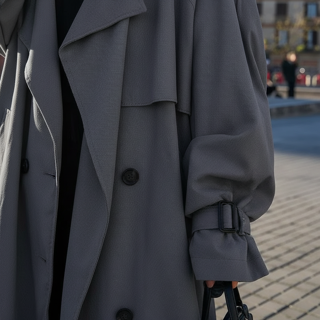 Moderner Damen Trenchcoat "Scarlett" im Oversize-Stil. Lässig und elegant zugleich, ideal für vielseitige Outfits.