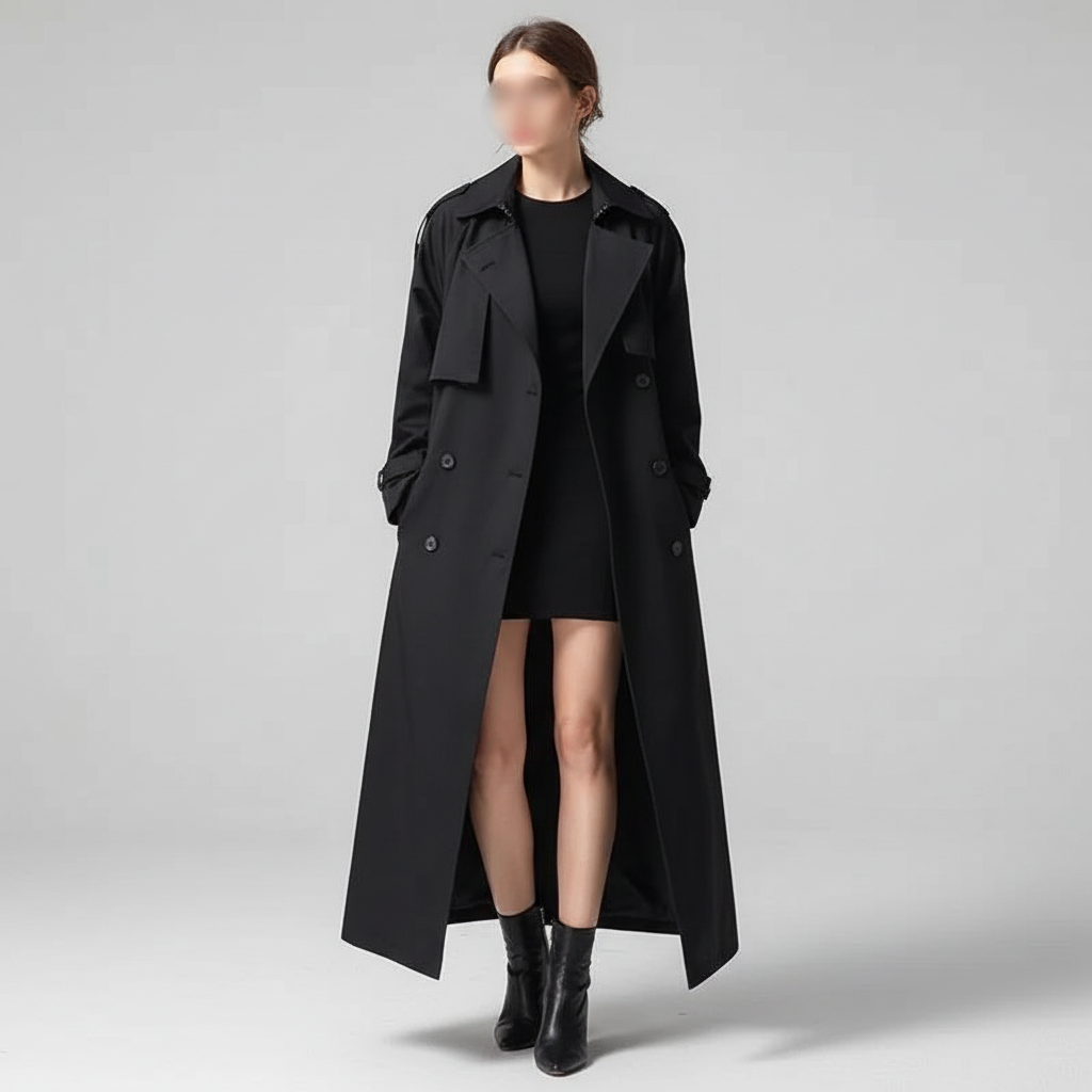 Stilvoller Damen Frühlings-/Herbstmantel, Oversize Trenchcoat "Scarlett", lässig und lang für jeden Anlass.
