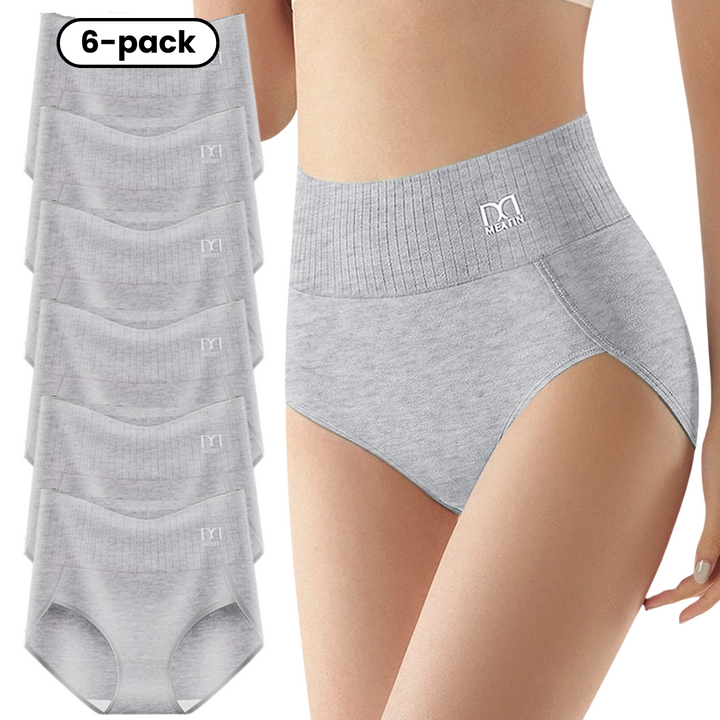 Damen 6er-Pack Slips: hohe Taille, atmungsaktiv, Bauchstütze. Komfortable, nahtlose Unterwäsche im Set.