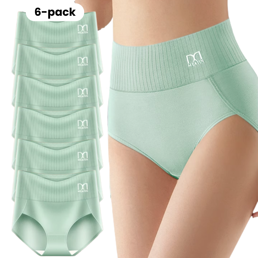 Damen Slip hohe Taille, sanfte Bauchstütze. Komfortabler, atmungsaktiver 6er-Pack nahtloser Unterwäsche.